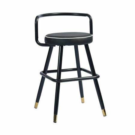 GFANCY FIXTURES 32 in. Backless Counter Height Bar Chairs Black - Set of 2 GF3664400